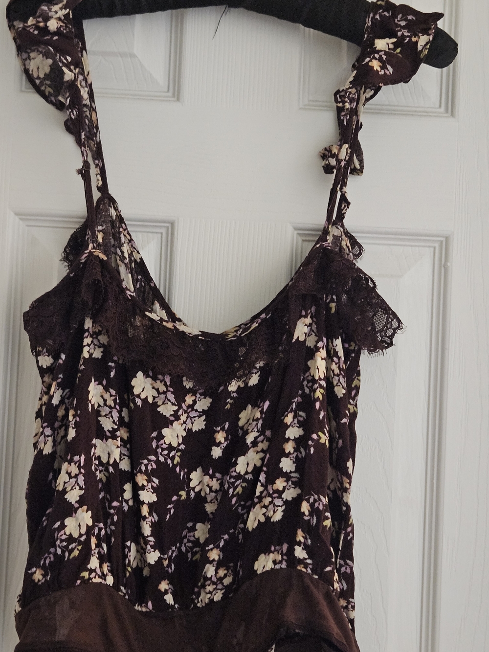 Free People Plum Floral Lace-Trim Tie-Strap Camisole